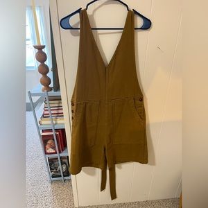 Alex Mill Ollie short overall/romper in golden khaki